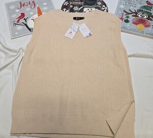 American Eagle Outfitters Cream Knit Sweater Vest